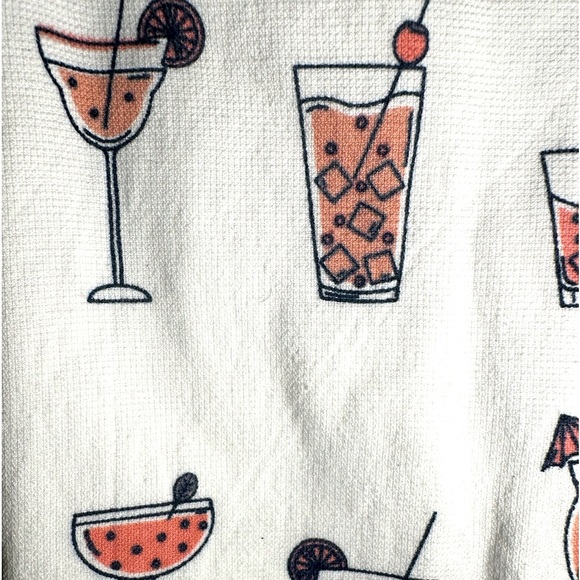 Decorative Hand towels with cocktail print - PINK & white - Picture 3 of 4